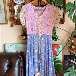 Cottagecore prairie floral boho maxi dress